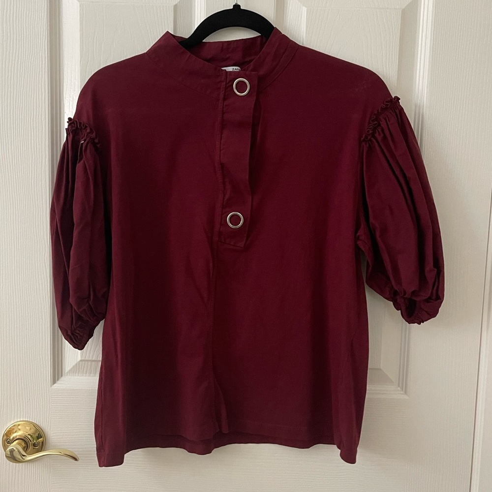 Zara blouse burgundy size small
